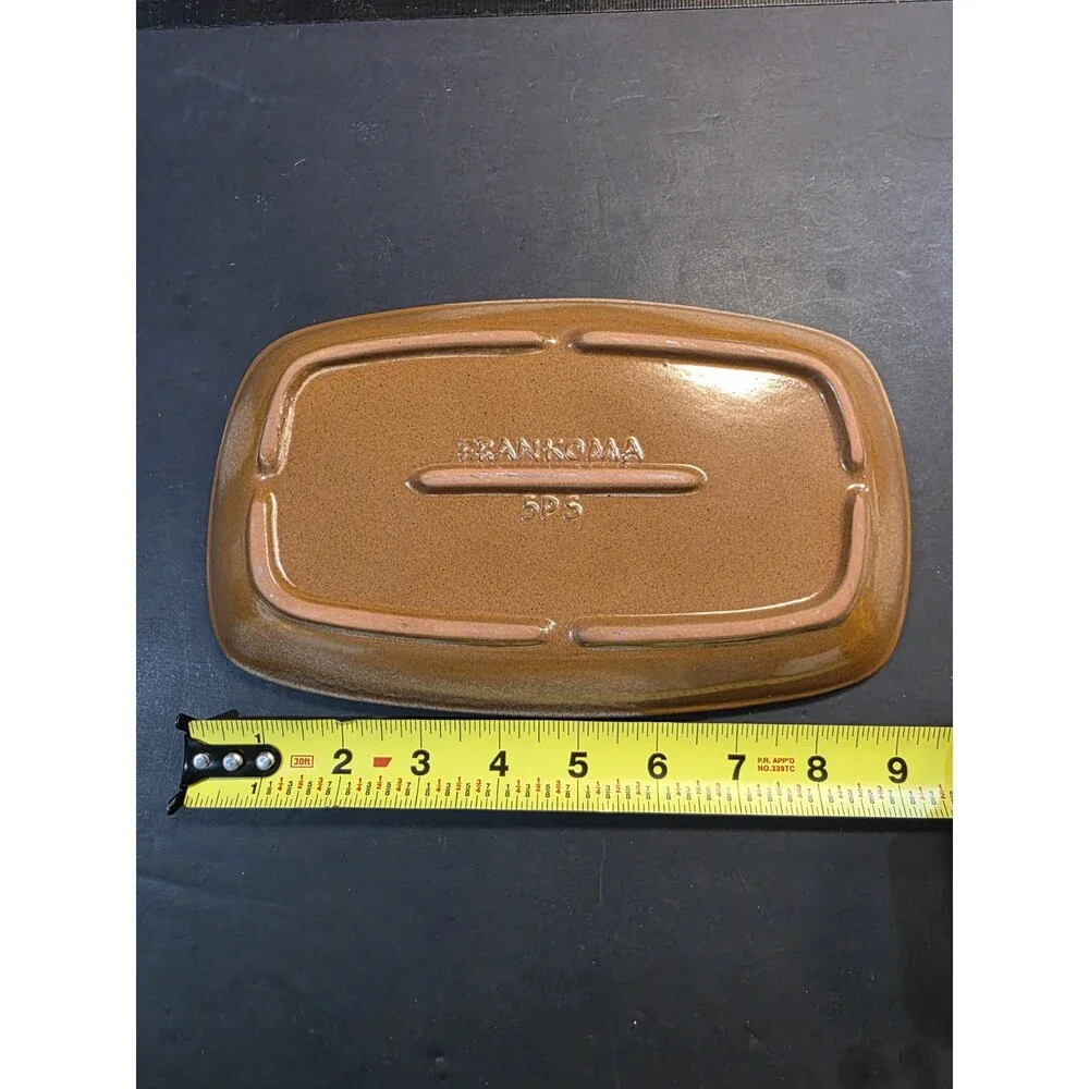 ​Vintage Frankoma Pottery Brown Satin 5PS Rectangular Platter Dish 8.5